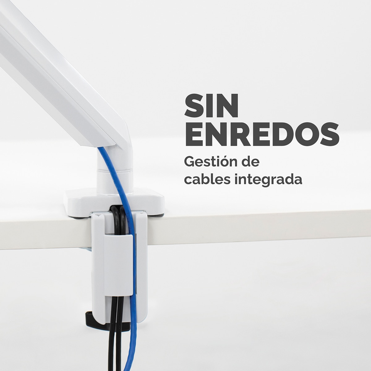 Brazo elevador a gas para 1 pantalla Fellowes Platinum, con 2 Puertos USB, blanco Blanco-7