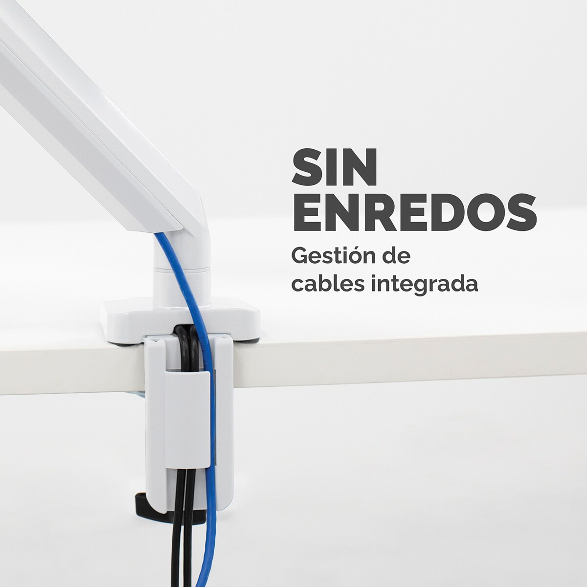 Brazo elevador a gas para 1 pantalla Fellowes Platinum, con 2 Puertos USB, blanco Blanco-7