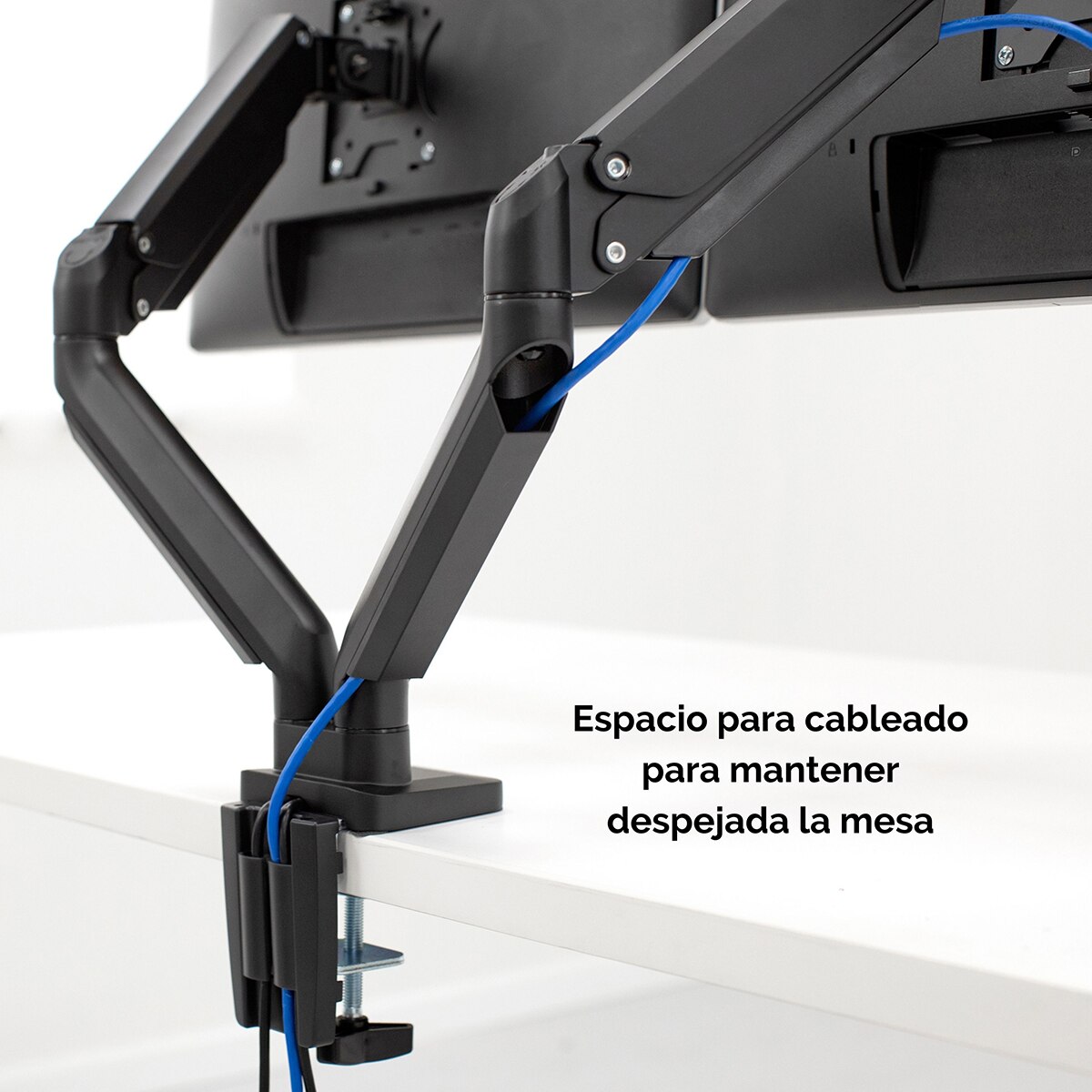 Brazo elevador a gas para 2 pantallas Fellowes Platinum, con 2 Puertos USB, negro Negro-6