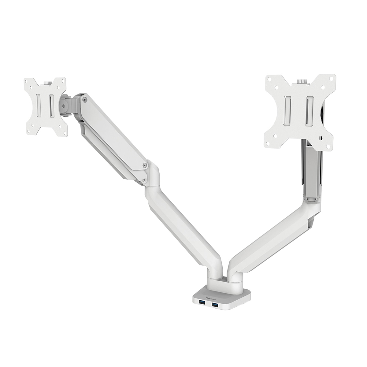 Brazo elevador a gas para 2 pantallas Fellowes Platinum, con 2 Puertos USB, blanco Blanco-1