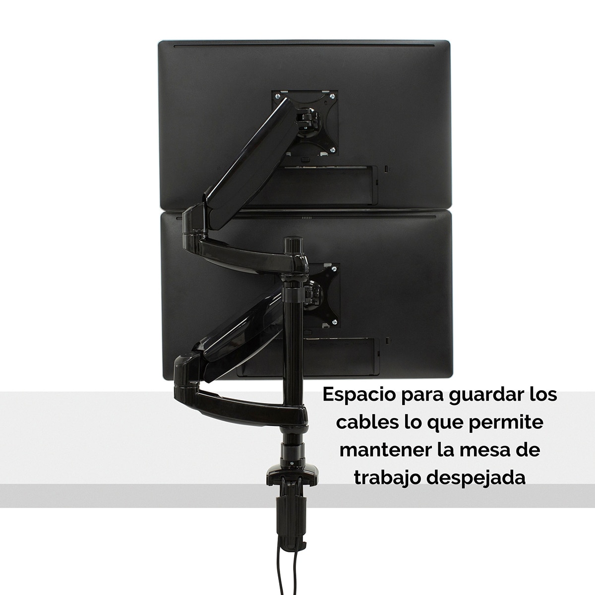 Brazo elevador a gas para 2 pantallas vertical Fellowes Platinum, con 2 Puertos USB, negro Negro-5