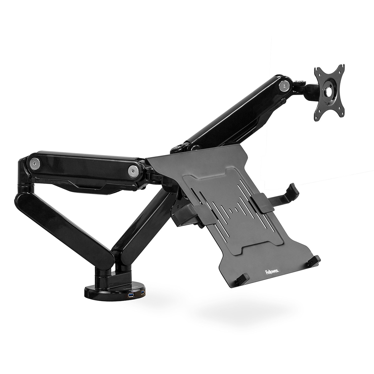 Accesorio Soporte metálico para portátil Fellowes, compatible con los brazos de monitor Negro-2