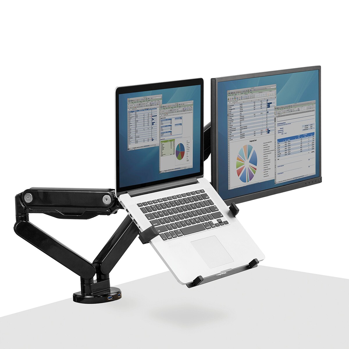 Accesorio Soporte metálico para portátil Fellowes, compatible con los brazos de monitor Negro-5