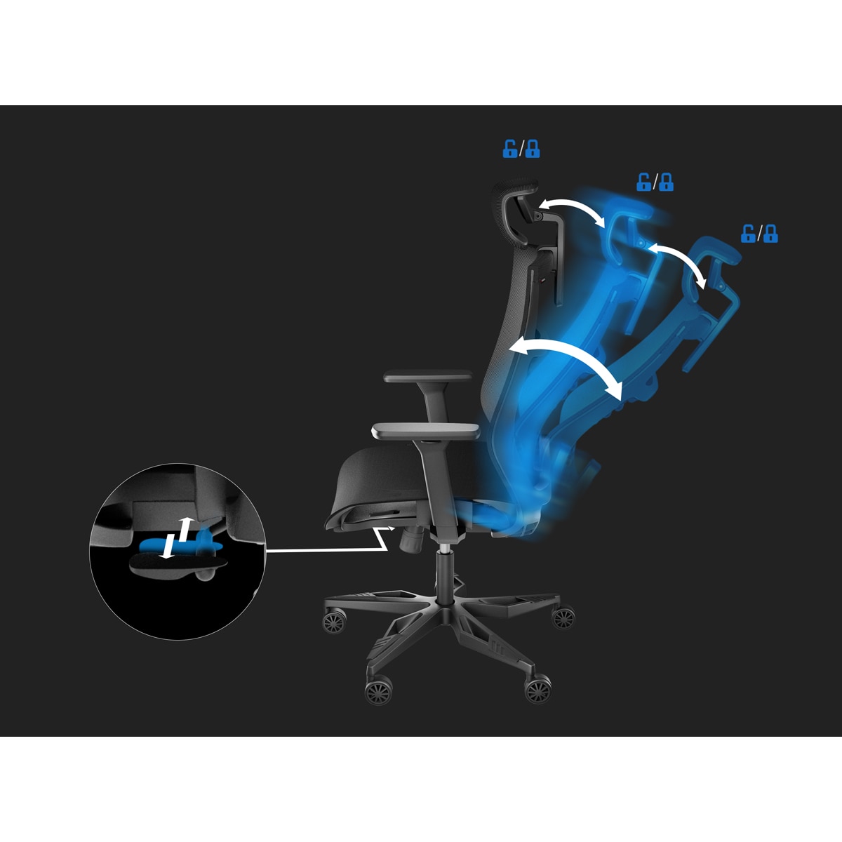 Silla Gaming Genesis Astat 700 G2 negra - Negro Negro-15