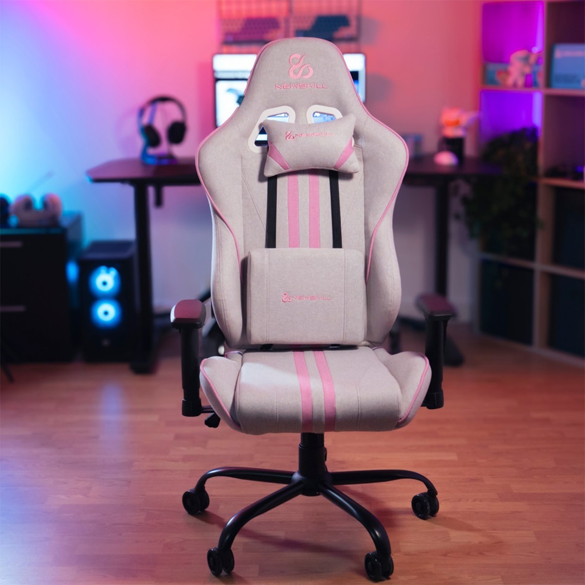 Silla Gaming ergonómica Newskill Kitsune V2 - Blanco / Rosa Blanco / Rosa-11