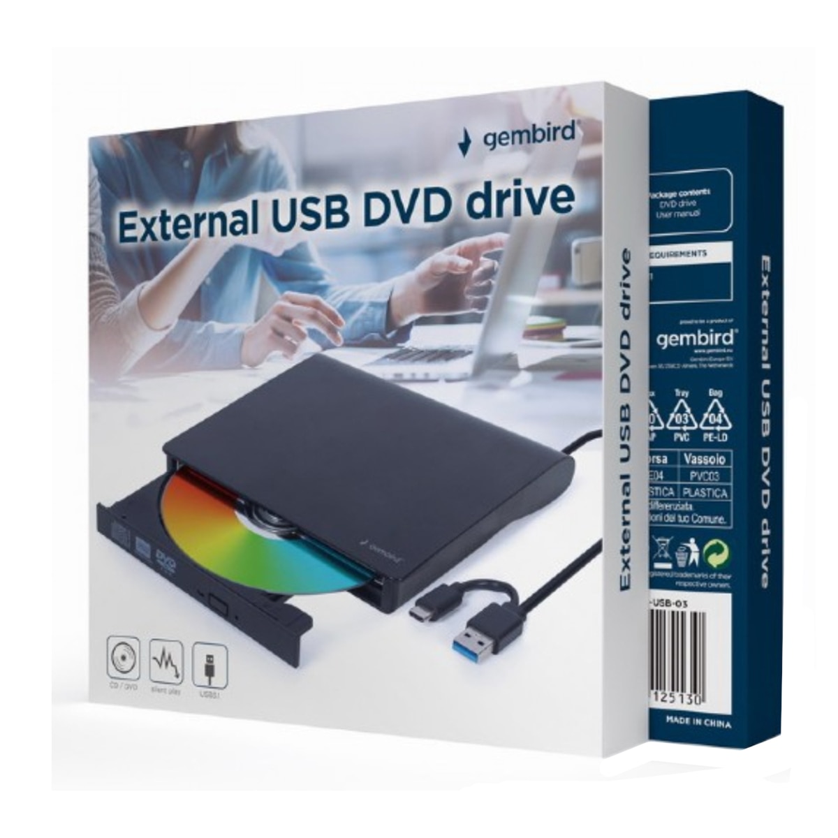 Lector / grabador  DVD USB externo Gembird DVD-USB-031 Negro-2