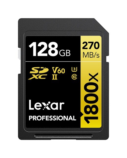 Tarjeta de memoria Lexar Professional SDXC 128GB 1800x Serie GOLD
