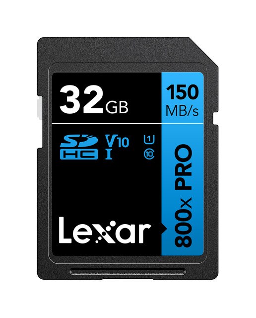Tarjeta de memoria SD Lexar 800x PRO 32GB Clase 10 V10 Negro