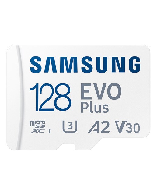 Tarjeta de memoria microSDXC Samsung EVO Plus 128GB, A2, V30 - Blanco Blanco-1