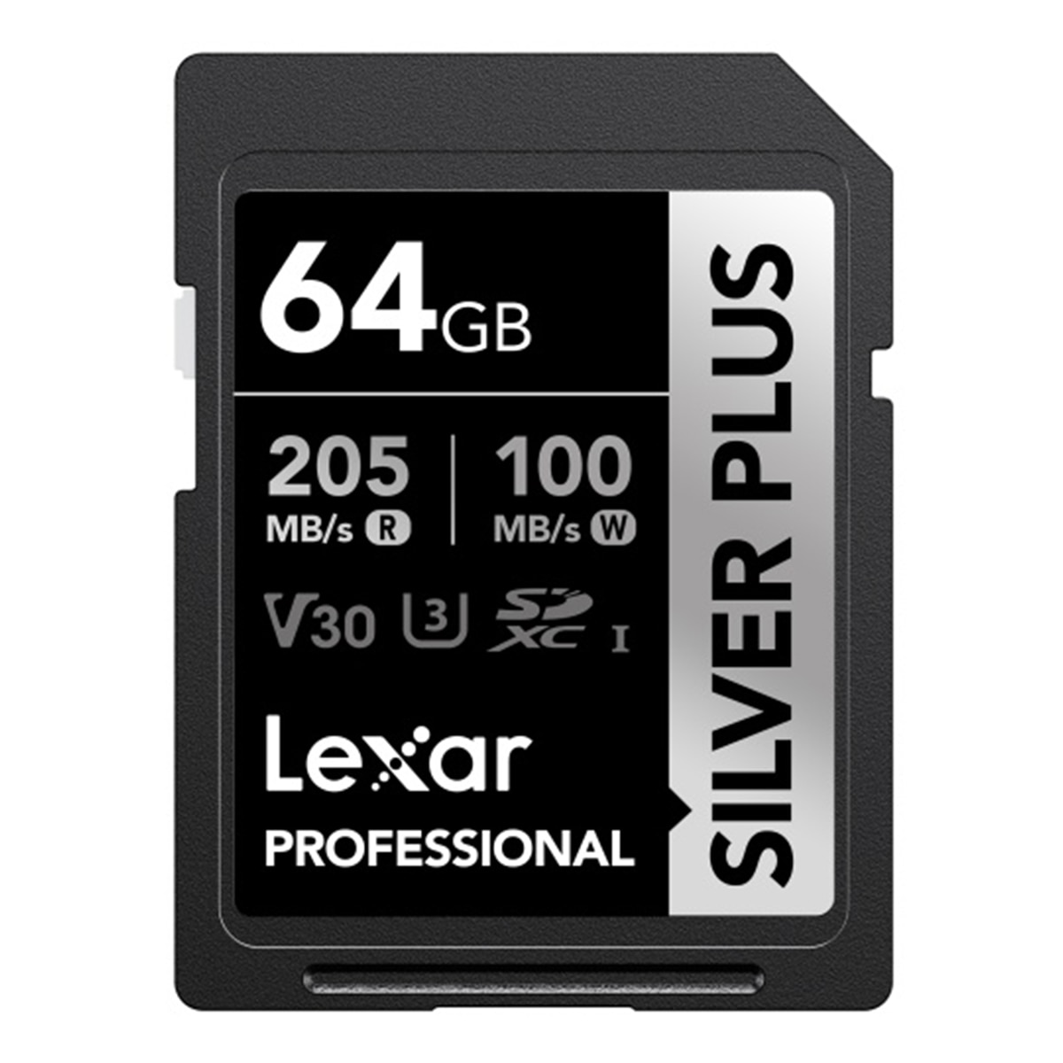 Tarjeta de memoria SD Lexar Professional Silver Plus 64GB V30 UHS-I Negro / Plata-1