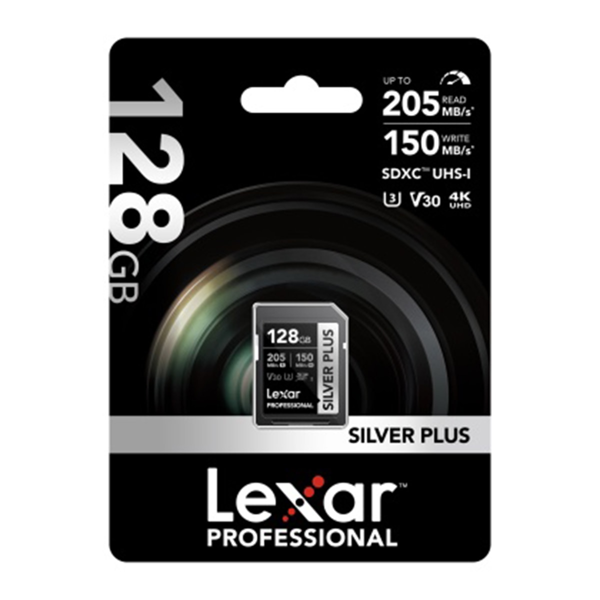 Tarjeta de memoria SD Lexar Professional Silver Plus 128GB V30 UHS-I Negro / Plata-3