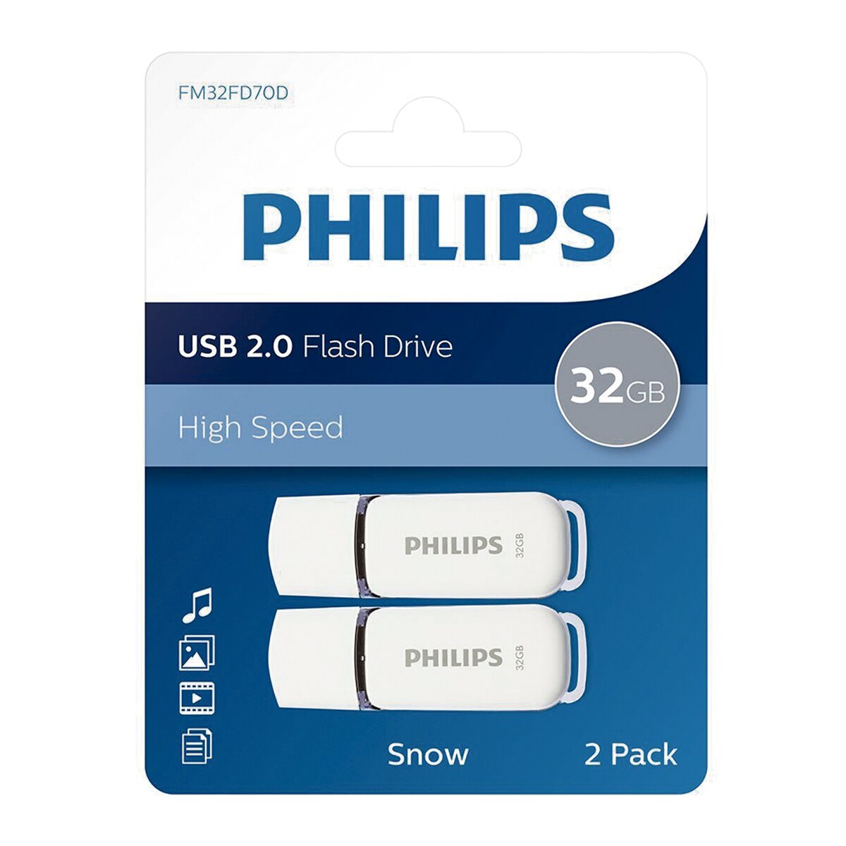 Pack 2 Pendrives Philips Snow USB 2.0 32 GB Blanco-2