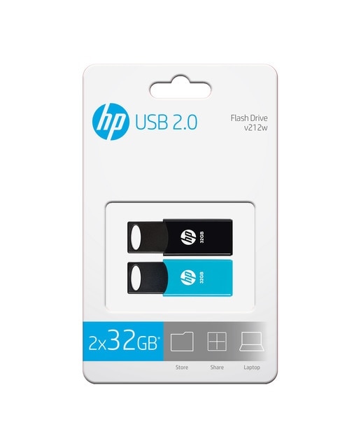 Pack 2 Pendrives HP v212w 32GB USB 2.0 Negro / Azul-1