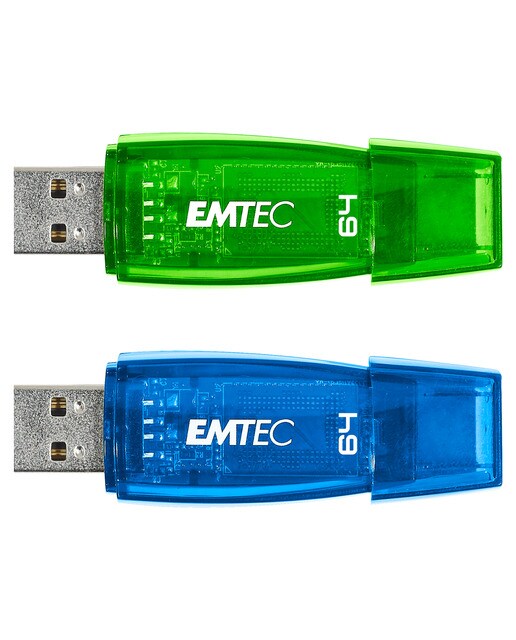 Pack 2 Pendrives Emtec C-410 64 GB USB 2.0 Azul / Verde-1
