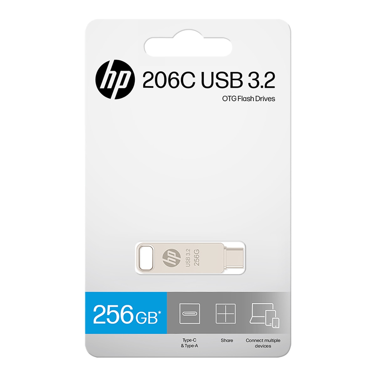 Pendrive HP OTG x206c 256GB, USB 3.2 Tipo-C/Tipo-A Plata-6
