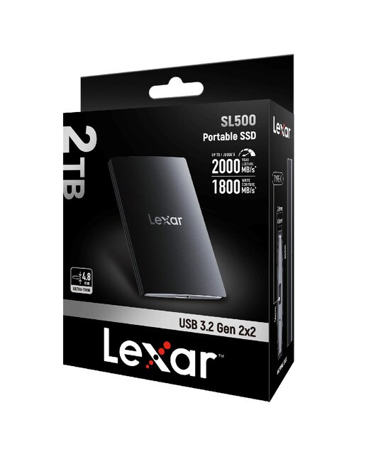 Disco SSD portátil Lexar SL500 2TB, USB 3.2 - Negro Negro-2