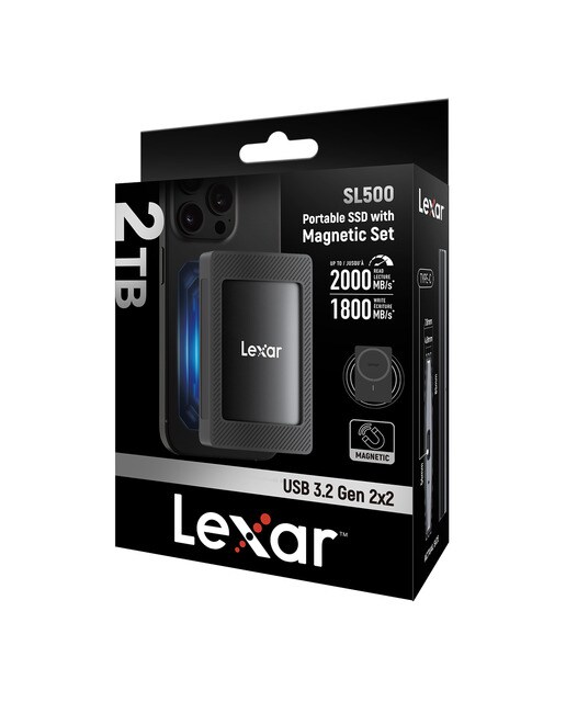 Imagen 0 de Disco externo SSD portátil Lexar SL500 con set magnético, 2TB, USB 3.2 Gen2x2