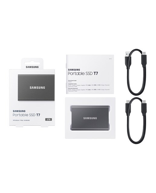 Disco externo SSD portátil Samsung T7 2TB, USB 3.2 - Gris Gris-3