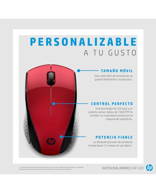 Ratón inalámbrico HP 220 Rojo - Rojo / Negro Rojo / Negro-3
