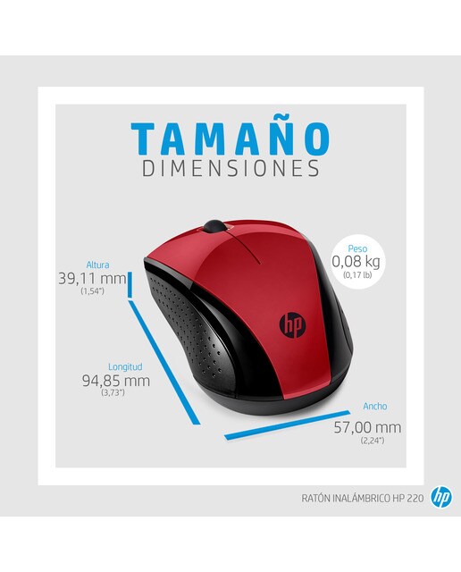 Ratón inalámbrico HP 220 Rojo - Rojo / Negro Rojo / Negro-4