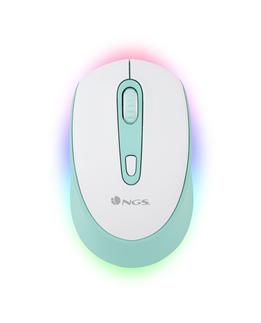 Ratón óptico inalámbrico NGS SMOG MINT-RB Multidispositivo con iluminación LED Verde / Blanco-1