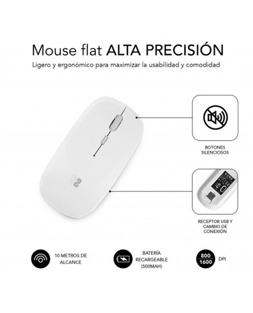 Rato Sem Fios Bluetooth Subblim Dual Flat - Branco Branco-3
