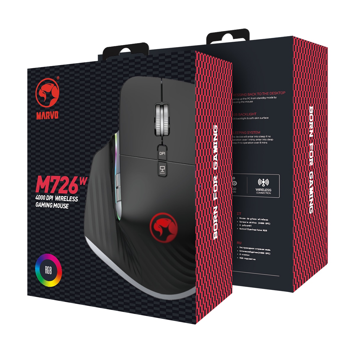 Ratón inalámbrico Gaming Marvo MA-M726W Negro Negro-4