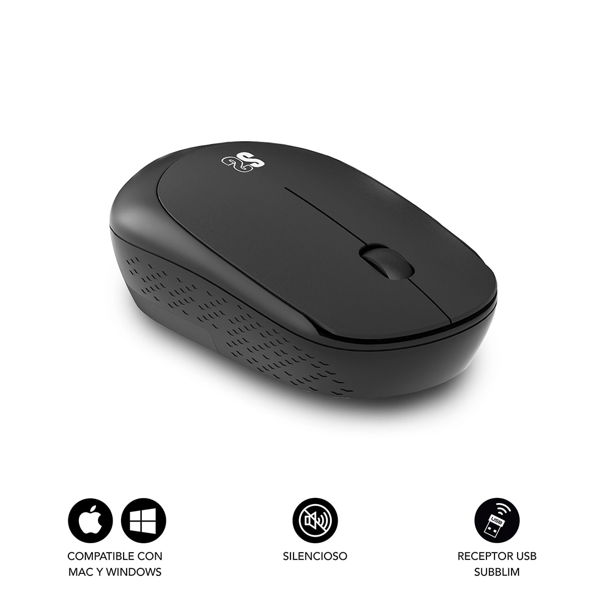 Ratón Subblim inalámbrico, silencioso, ambidiestro, USB, negro Negro-2