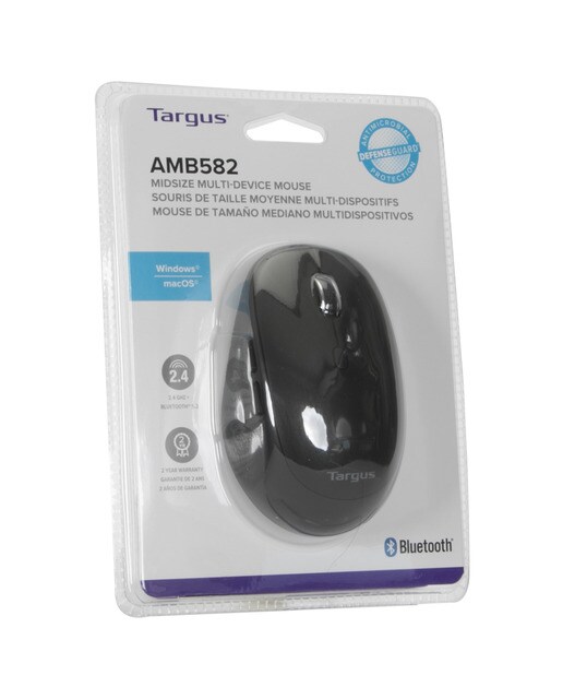 Ratón óptico inalámbrico Targus Midsize Comfort, antimicrobiano, modo dual, Bluetooth y 2.4 GHz Negro-9