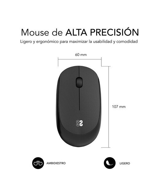 Conjunto de Rato Sem Fios e Tapete de Rato Subblim Harmony - Preto Preto-4