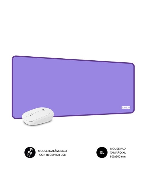 Conjunto de Rato Sem Fios e Tapete De Rato Subblim Harmony - Branco Branco-4