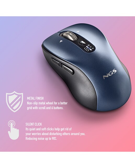 Ratón inalámbrico recargable NGS Infinity-RB multidispositivo Negro / Azul-5