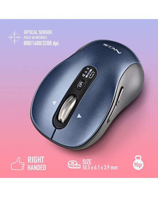 Ratón inalámbrico recargable NGS Infinity-RB multidispositivo Negro / Azul-6
