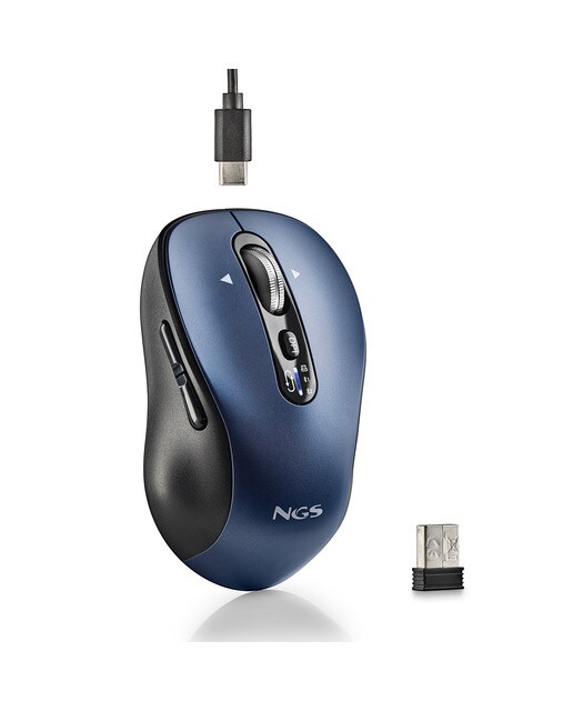 Ratón inalámbrico recargable NGS Infinity-RB multidispositivo Negro / Azul-7