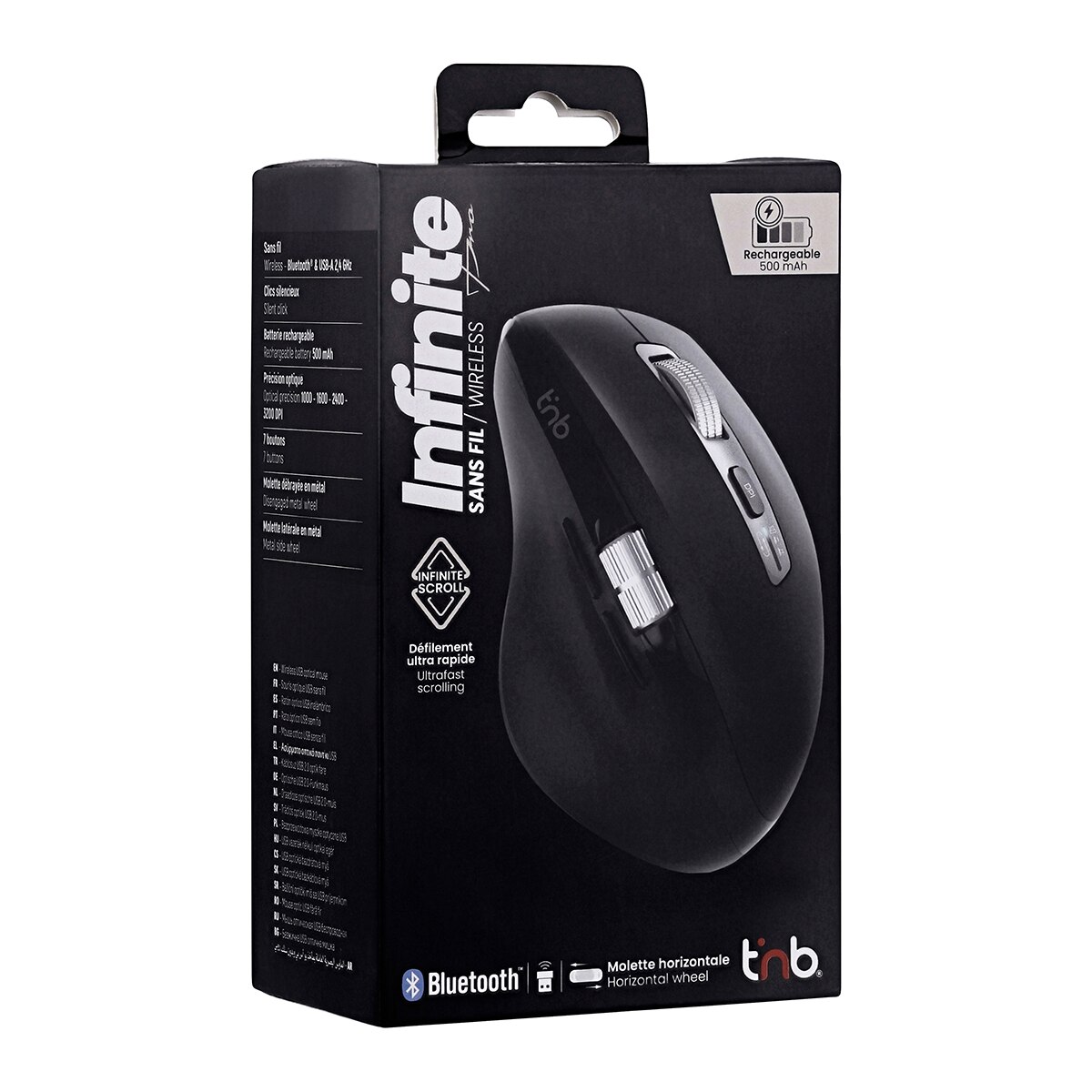 Ratón inalámbrico recargable de doble rueda T'nB INFINITEPRO Negro-8