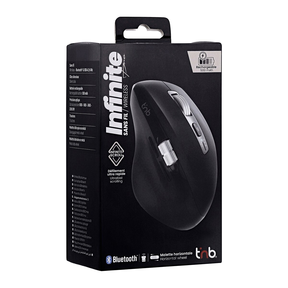 Ratón inalámbrico recargable de doble rueda T'nB INFINITEPRO Negro-8