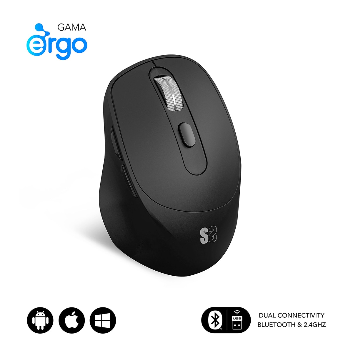 Ratón Subblim Comfort Ergo Dual Mouse Battery Negro-2