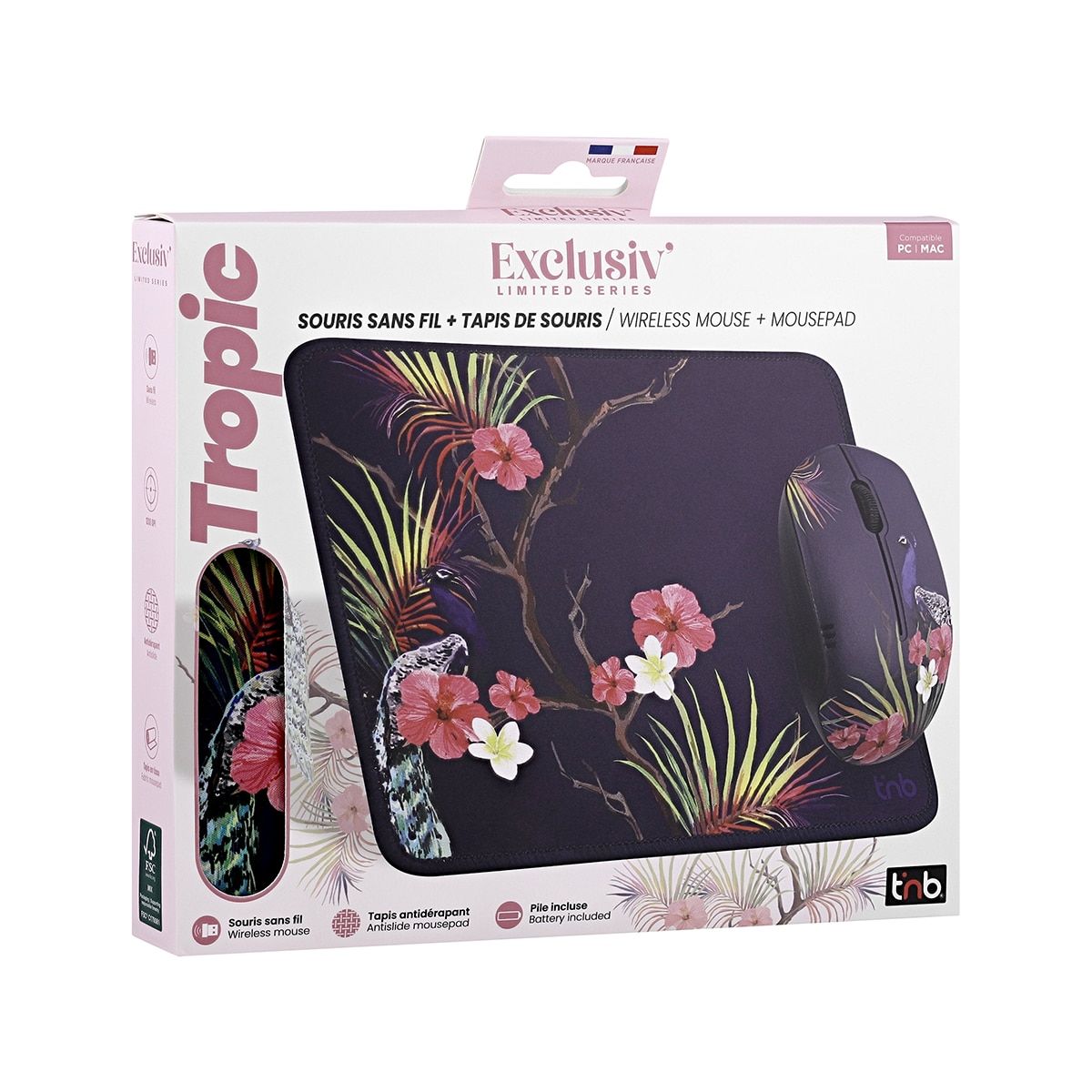Pack de ratón inalámbrico + alfombrilla T'nB Tropic Negro-4