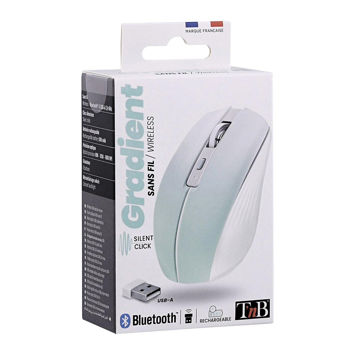 Ratón inalámbrico recargable T'nB Gradient Dual Connect azul Azul-5