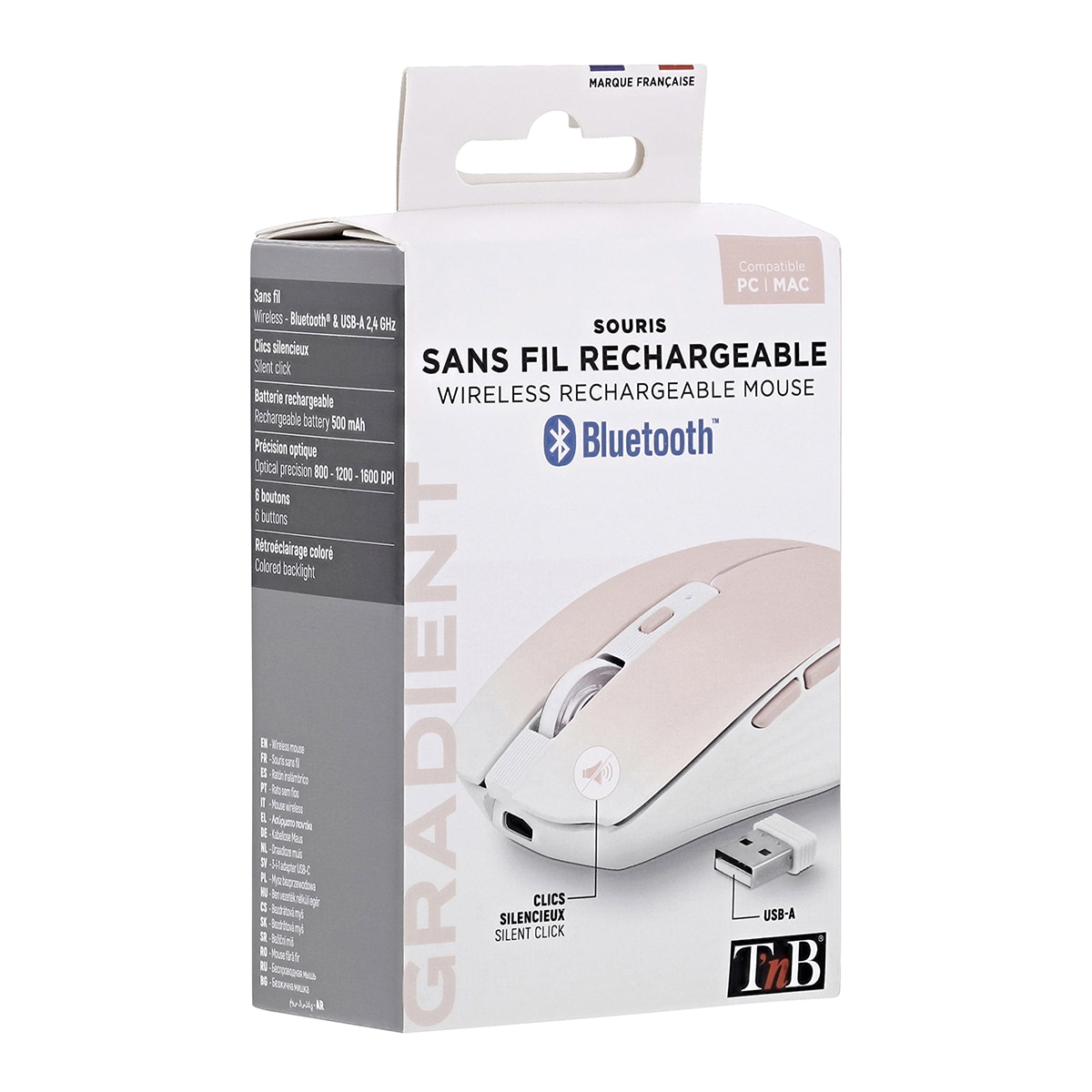 Ratón inalámbrico recargable T'nB Gradient Dual Connect rosa Rosa-5
