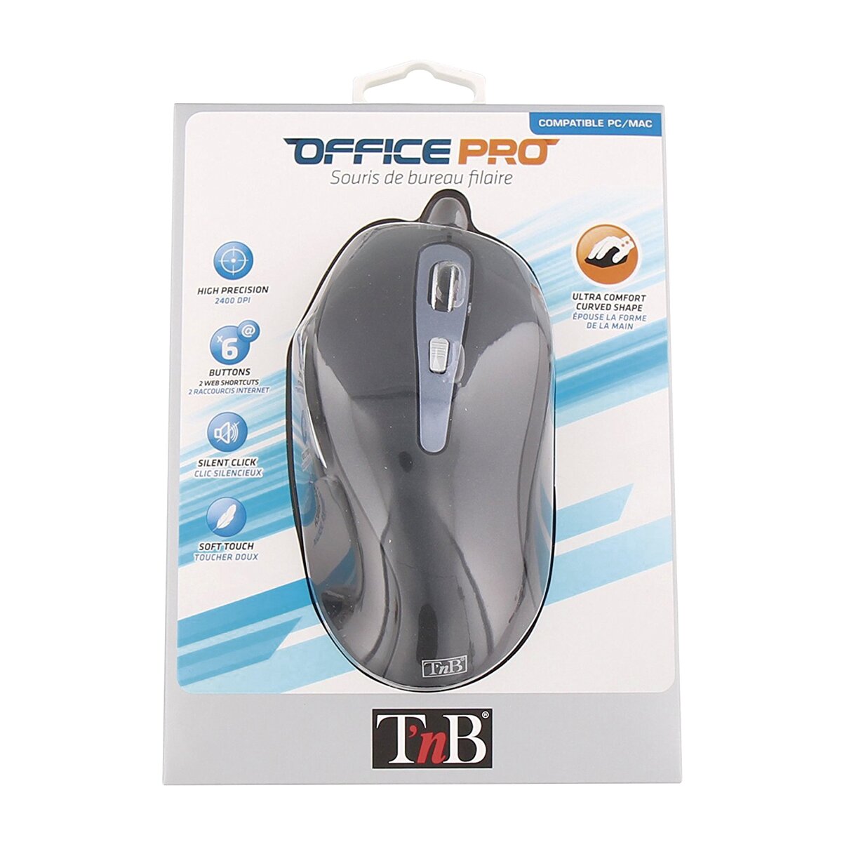 Ratón Ergonómico TNB Moffice con cable negro Negro-3