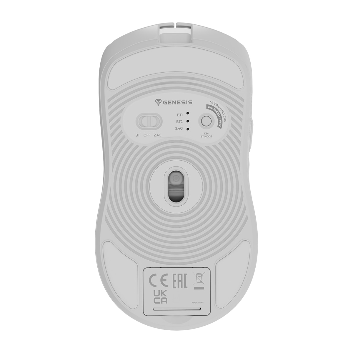 Ratón Gaming Genesis Zircon 500, RF Wireless + Bluetooth + USB-C Blanco-7