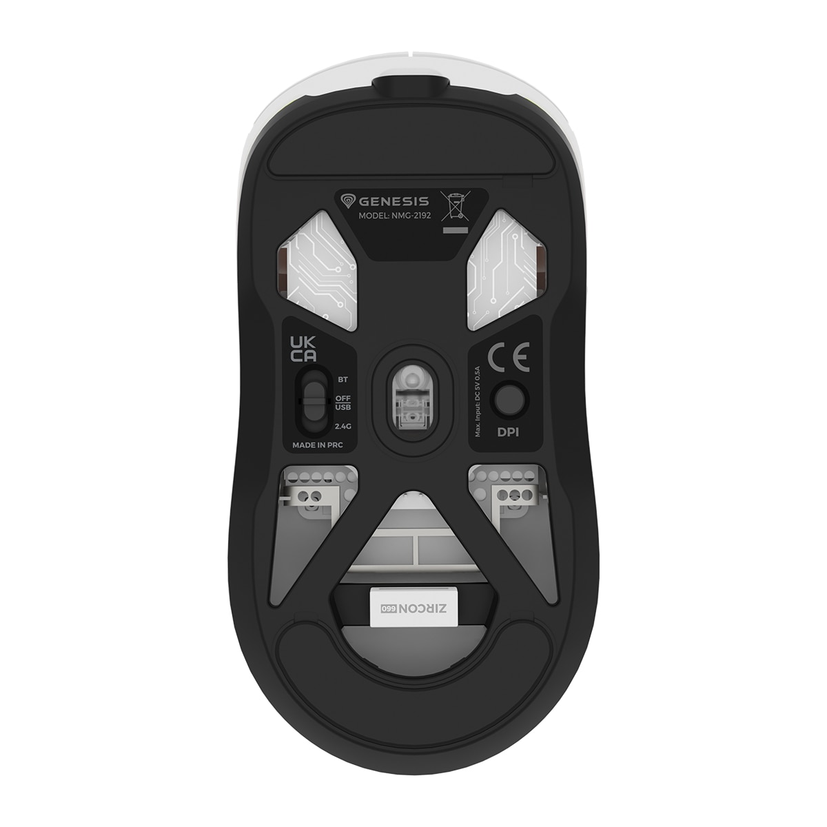 Ratón Gaming Genesis Zircon 660, RF Wireless + Bluetooth + USB-A Blanco-10