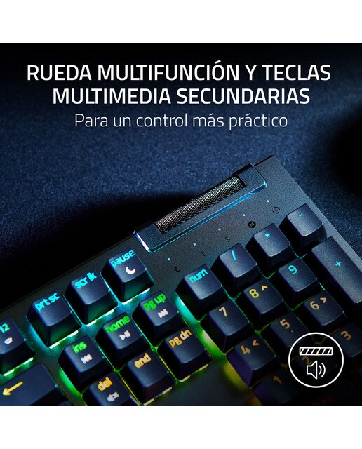 Teclado Gaming Razer BlackWidow V4 X con switches amarillos - Negro Negro-8