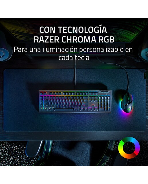 Teclado Gaming Razer BlackWidow V4 X con switches amarillos - Negro Negro-9