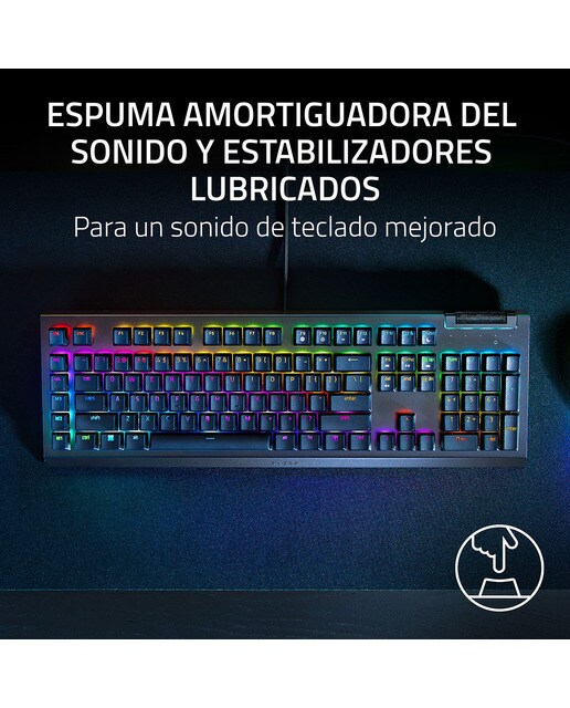 Teclado Gaming Razer BlackWidow V4 X con switches amarillos - Negro Negro-11