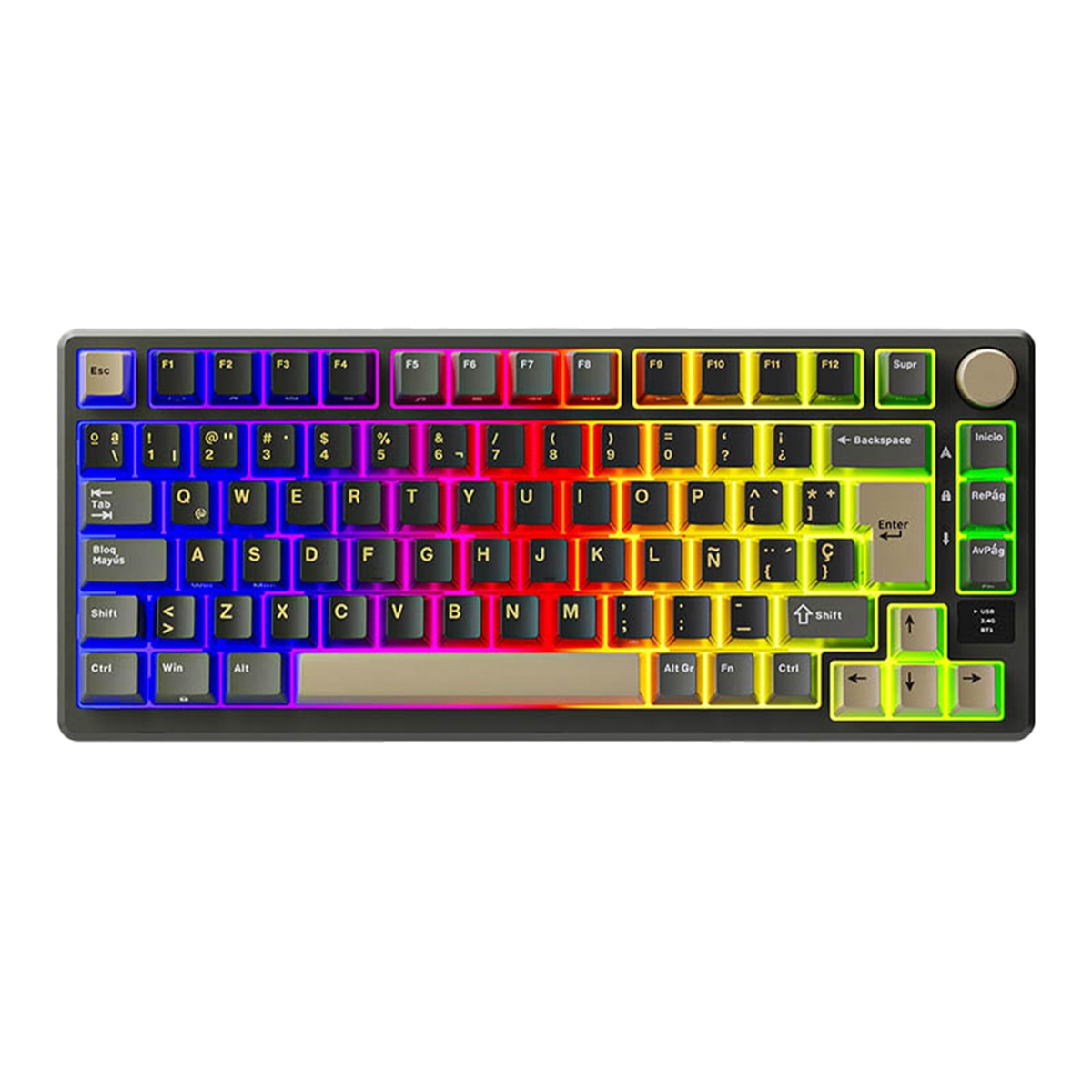 Imagen 0 de Teclado Gaming Royal Kludge RKM75 ISO-ES Hot-Swappable Switch Silver Speed Wireless Phantom