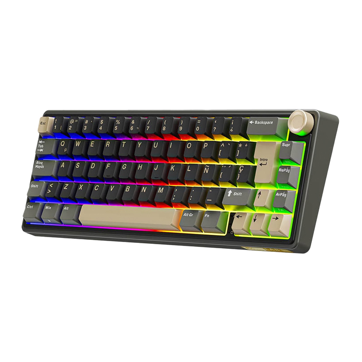 Teclado Gaming Royal Kludge RKR65 ISO-ES Hot-Swappable Switch Chartreuse Phantom Negro-4