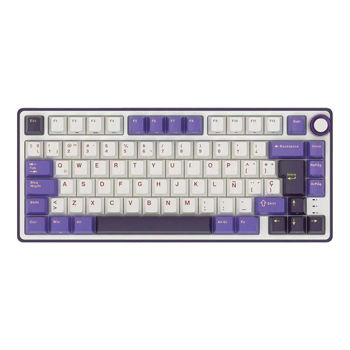 Teclado Gaming Royal Kludge RKR75 ISO-ES Hot-Swappable Switch Silver Speed Blackberry Blanco / Morado-2