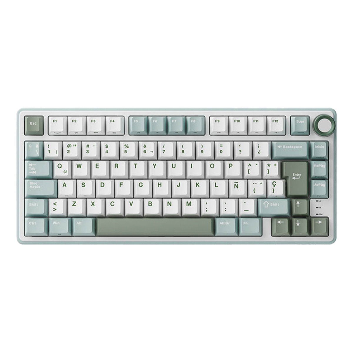 Teclado Gaming Royal Kludge RKR75 ISO-ES Hot-Swappable Switch Silver Speed Skycyan Blanco / Verde-2